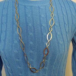 Silver Tone Oval Large Link Necklace